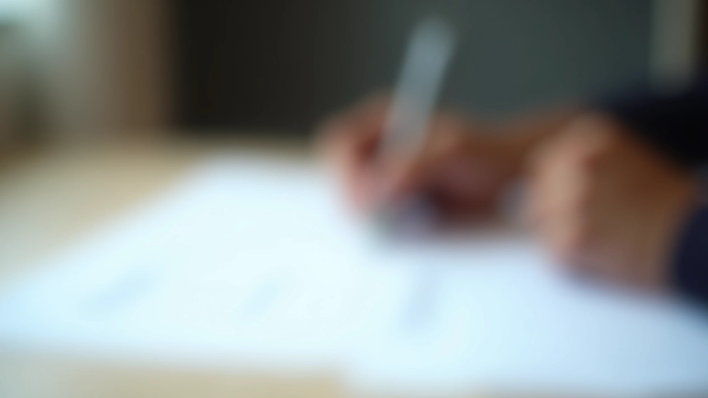 Tenant reading rental agreement carefully with highlighted sections and notes on the document